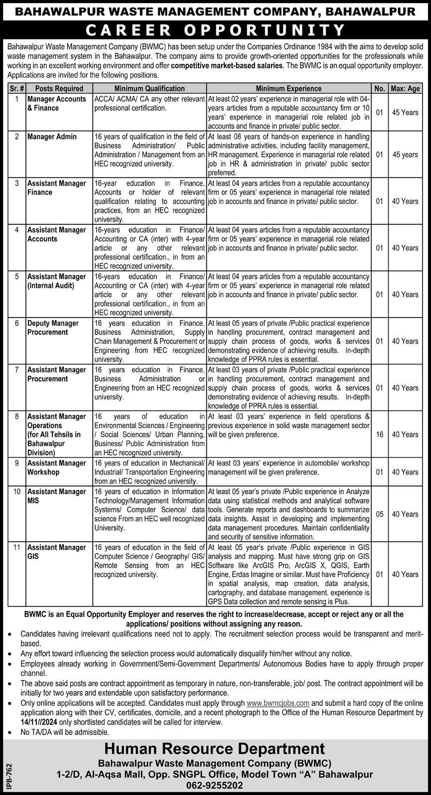 Bahawalpur-Waste-Management-Company-BWMC-Jobs-2024