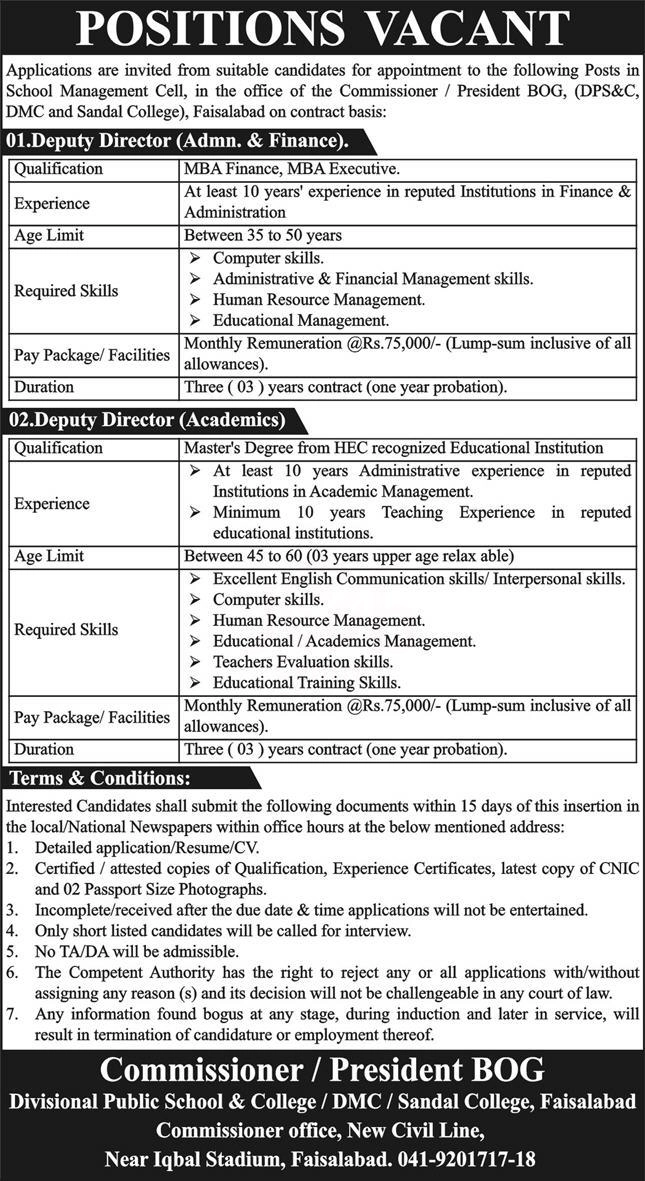 Divisional-Public-School-and-College-Faisalabad-Jobs-2024