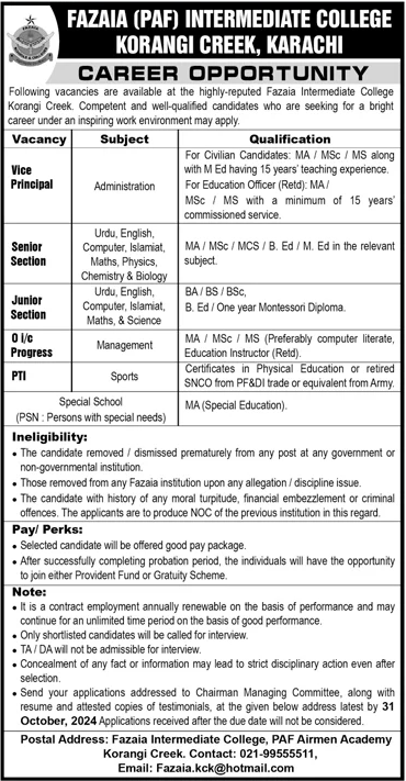 Fazaia-Inter-College-PAF-Korangi-Creek-Karachi-Jobs-2024