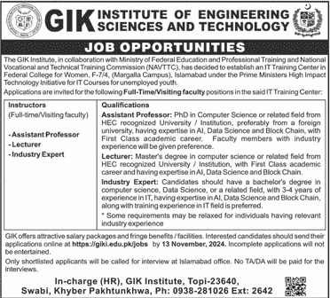 GIK-Institute-of-Engineering-Science-Technology-Jobs-2024