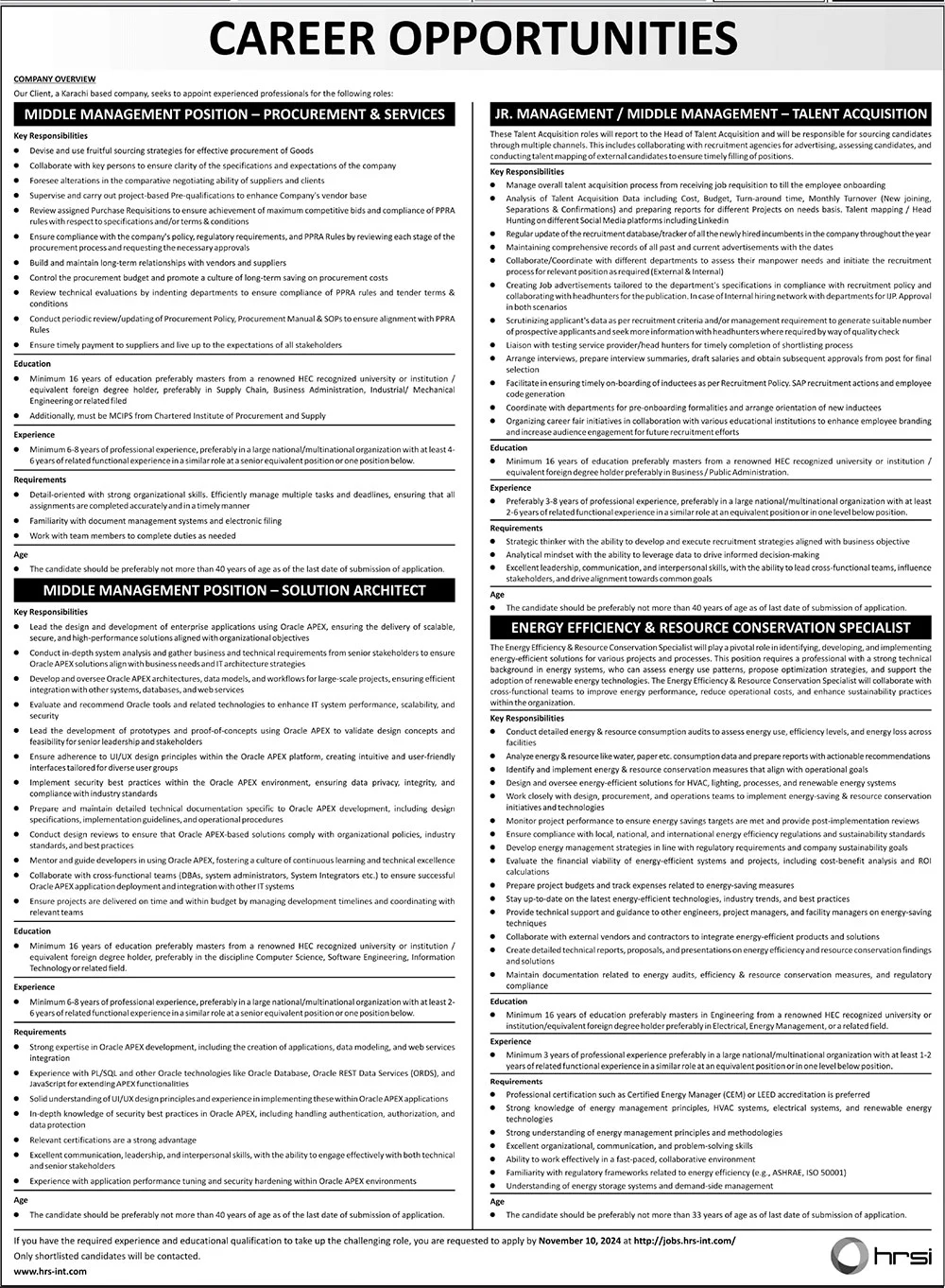 HRSI jobs 2024