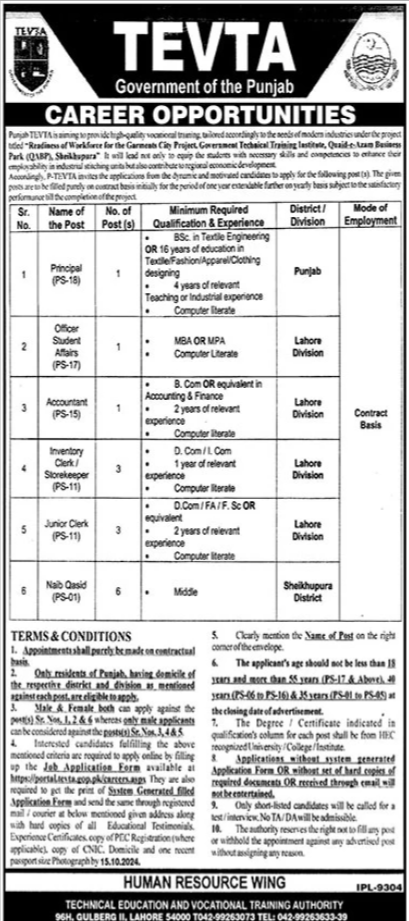 Technical-Education-Vocational-Training-Authority-TEVTA-Punjab-Jobs-2024