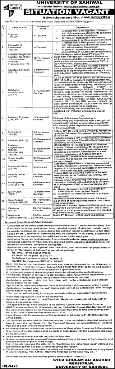 University-of-Sahiwal-Jobs-2024