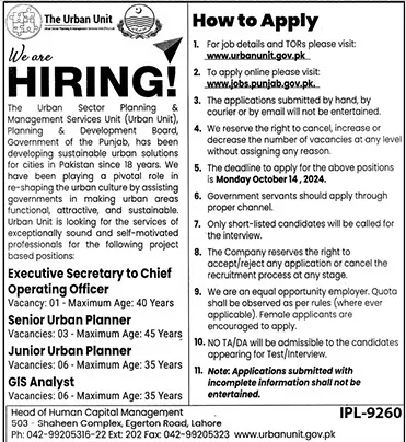 The Urban Unit Jobs 2024 advertisement 