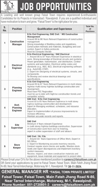 Faisal-Town-Private-Limited-Jobs-2024