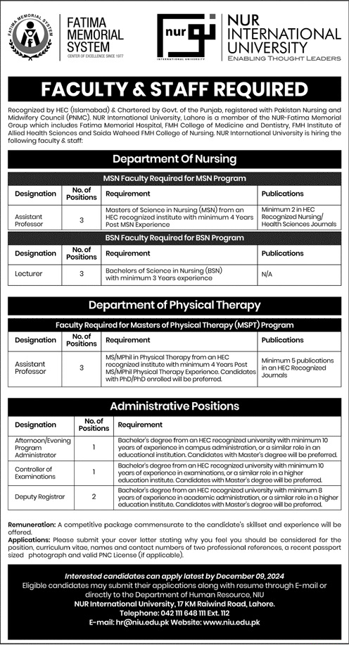 NUR-International-University-Lahore-Jobs-2024