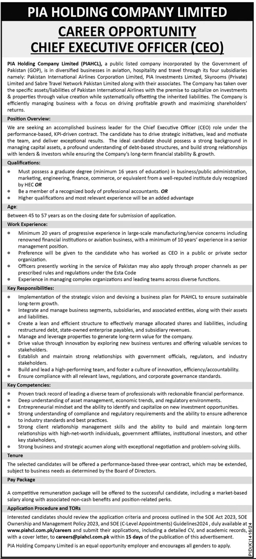 PIA Holding company jobs 2024