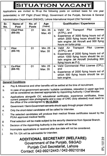 Services and General Administration Department (S&GAD) Jobs 2024